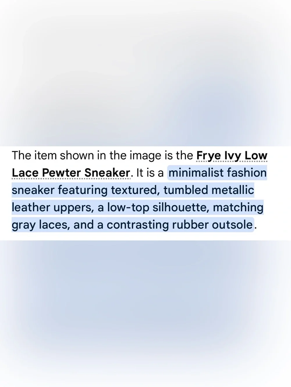 Frye IVY Metallic Pewter Gray Leather Lace Up Low Profile Casual Sneakers